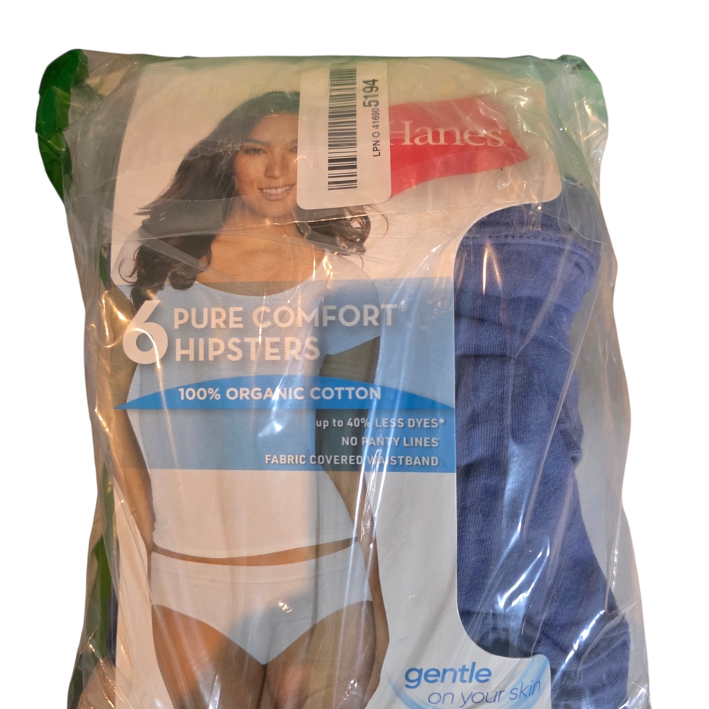 Hanes Women's Pure Comfort Hipster 6-Pack made of 100% organic cotton. Size Xl 8